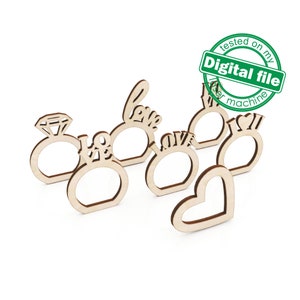 7 Designs Serviettenringe Svg Dxf Pdf Ai Cdr Formate, Cricut, Silhouette, Glowforge, Laser Cut, Tischeinstellung, Valentinstag, Hochzeitsdeko