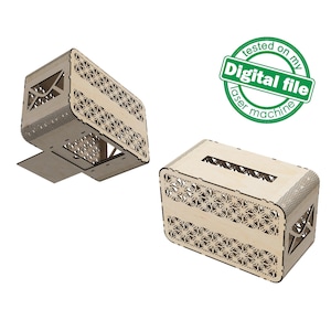 Archivos DXF, SVG para láser Caja para tarjetas de boda, hucha, caja para tarjetas de compromiso, calada, tallada, diseño elegante, material 1/8'' (3,2 mm)