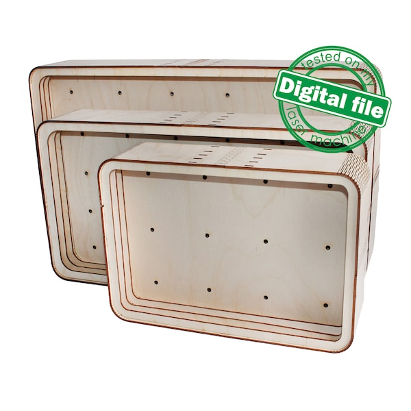 DIY Lightbox, Shadow Box, 3 different sizes, Template DXF, SVG files for laser, Vector project, Glowforge, Material thickness 1/8'' (3.2 mm) DIY Lightbox, Shadow Box, 3 different sizes, Template DXF, SVG files for laser, Vector project, Glowforge, Material thickness 1/8'' (3.2 mm)