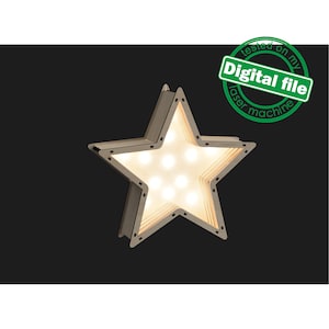 Arquivos DXF, SVG para laser, DIY Marquee Star Light, Lightbox, Shadow Box, Template, Glowforge, Espessura do material 1/8 pol. (3,2 mm) ou 4 mm