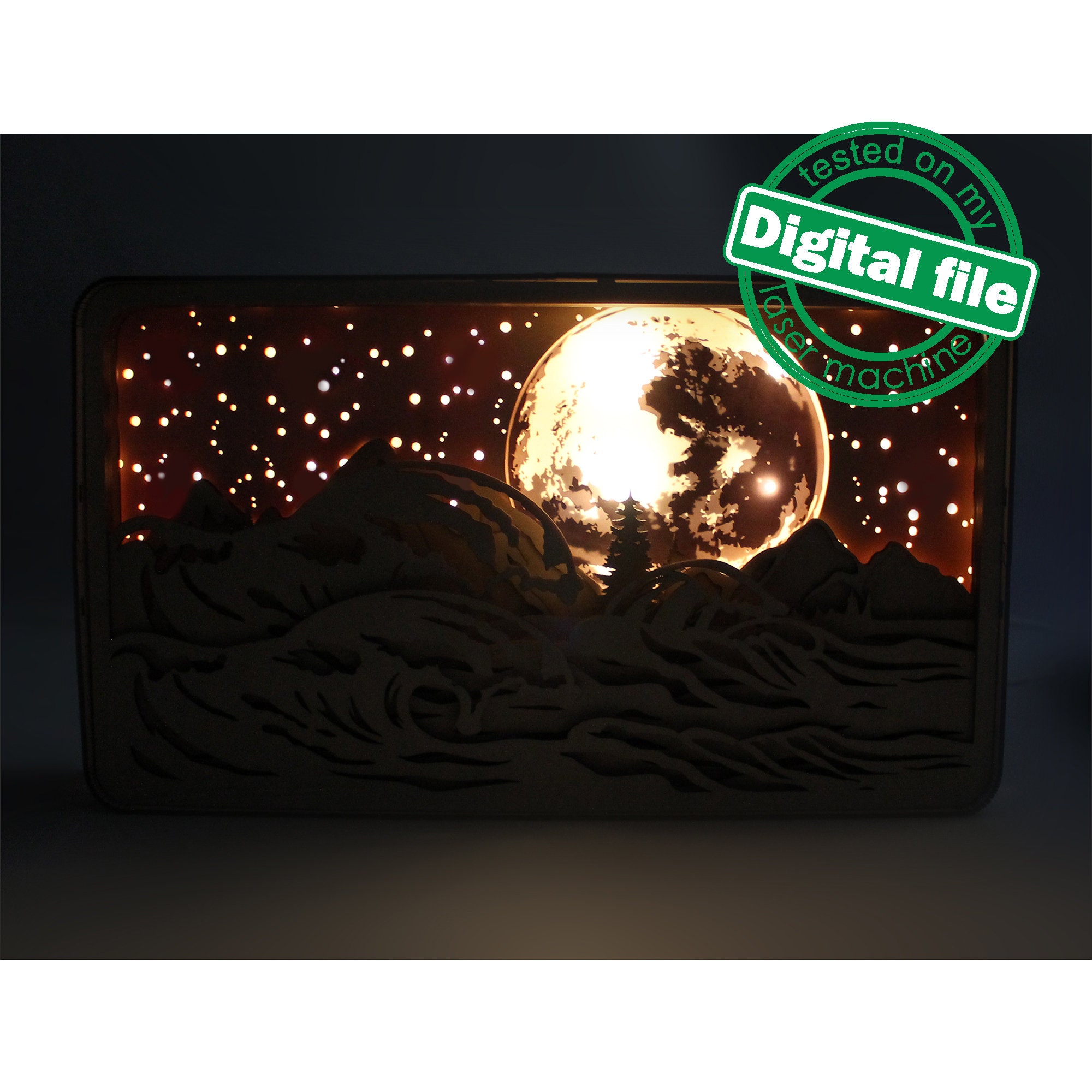 Light Box Dxf DXF, SVG Files for Light Box Raging Waves, Mountains, Ocean, Engraved ...