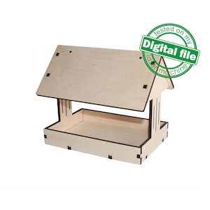 DXF-, SVG-Dateien für Laser-Holzvogelhäuschen, Glowforge, Vektorprojekt, zwei verschiedene Materialstärken 3,2 / 6,4 mm
