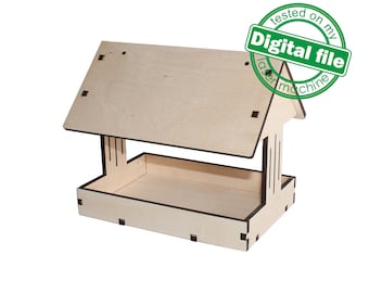 DXF, SVG files for laser Wooden Bird feeder, Glowforge, Vector Project, Two different material thickness 3.2 / 6.4 mm