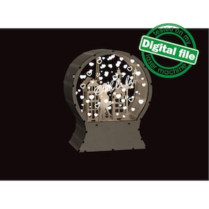 Arquivos DXF, SVG para globo de neve iluminado a laser, amantes em Paris, presente de dia dos namorados, recém-casados, lua de mel, presente para damas de honra, decoração de casamento