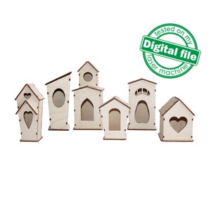 DXF, file SVG per laser Big Bundle di 6 casette per uccelli, decorazioni primaverili pasquali, progetti vettoriali, Glowforge, spessore del materiale 1/8 pollici (3,2 mm)