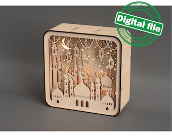DIY Islamic Lightbox, Ramadan Shadow Box, Two different sizes DXF, SVG files for laser, Eid Mubarak, Decoration Idea, Material 1/8&#39;&#39; (3.2mm)