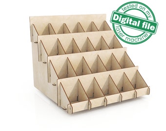DXF, SVG files for laser Desk organizer, Tiered Display Stand, craft tools display, Vector project, Material thickness 1/8 inch (3.2 mm)