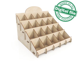 DXF, SVG files for laser Desk organizer, card or spice stand, craft tools display, Vector project, Material thickness 1/8 inch (3.2 mm)