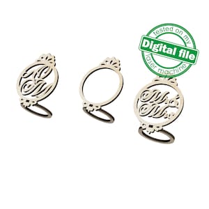 DXF, file SVG per portatovagliolo personalizzato al laser, monogramma di decorazioni nuziali, impostazione della tavola, San Valentino, Glowforge, materiale 1/8'' (3,2 mm)