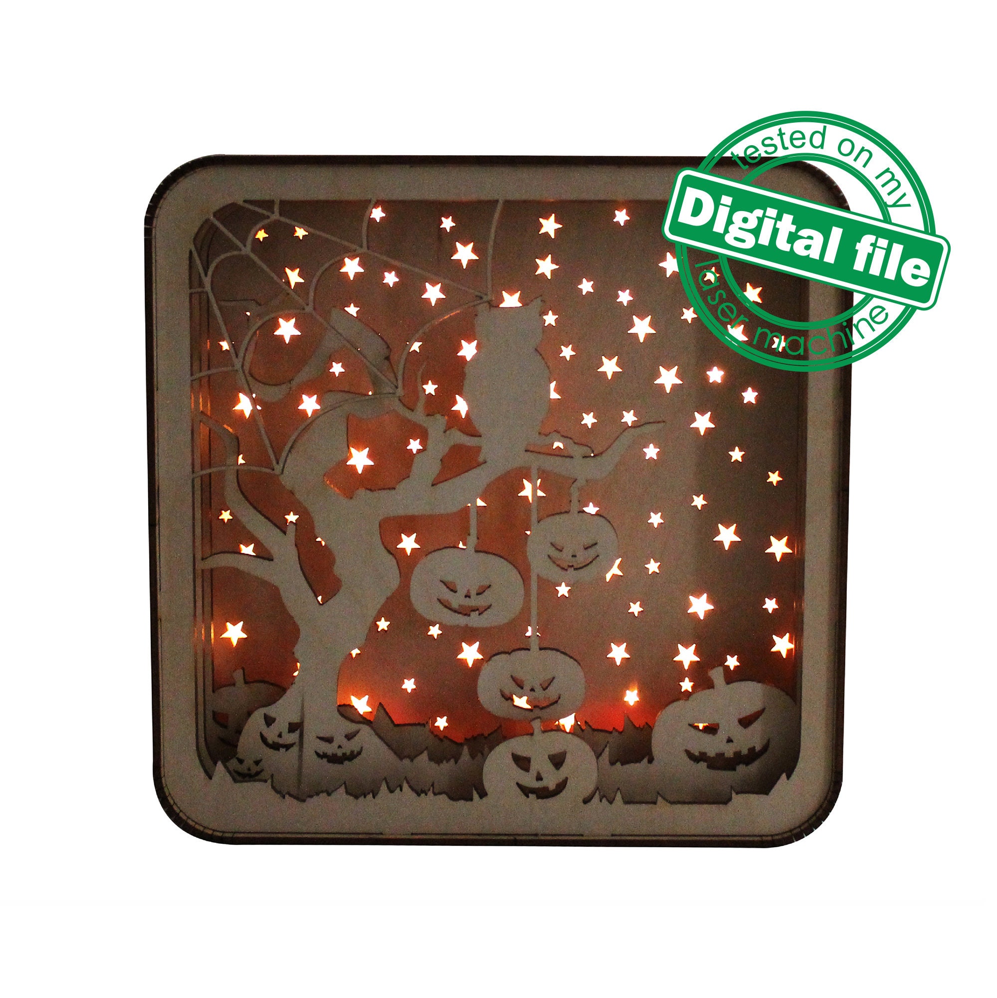 DXF SVG Files for Laser Light Box Halloween Scary Pumpkin Etsy