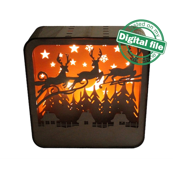 DXF SVG Files for Laser Light Box Christmas Village Flying Etsy Australia