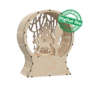 DXF, SVG bestanden voor laser Houten Sneeuwbol Ballerina, Schommelpaard, Kerstboom, 3D Ornament, Meerlaags patroon, Materiaal 1/8'' (3 mm)