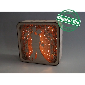 DXF, SVG-bestanden voor laser Eerste dans bruid en bruidegom, Shadowbox, Just Married, Glowforge, Materiaaldikte 3,2 mm (1/8 inch)