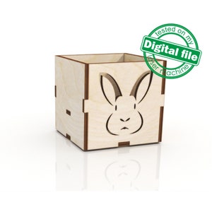 DXF, SVG Dateien für Laser Aufsteller Ostereier Hase, Hasenkopf, Holzkiste, Glowforge, Dekoidee, Material 3,2mm