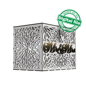 DXF, SVG-bestanden voor laser Wedding card box, spaarpot met slot, Glowforge, Engagement Card Box, Decor, Spaarpot, Materiaal 1/8'' (3,2 mm)
