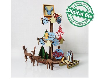 SVG, DXF Laser cut files Christmas tiered tray decor, Mega Bundle Sign Pack, Diy paint kit, Basket tags, Material thickness 3.2 mm