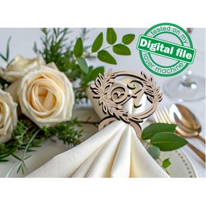 6 modelli Anelli per tovaglioli Svg Dxf Pdf Ai Cdr Formati, Taglio Laser, Incisione, apparecchiatura della tavola, San Valentino, Decorazioni per matrimoni, floreali, ghirlande di foglie