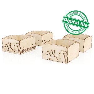 DXF, archivos SVG para láser Pascua Huevos de Pascua soporte Conejito, Caja de madera 2 Diseño diferente, Cazador de huevos, Glowforge, Material 1/8 de pulgada (3,2 mm)