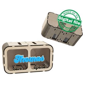 Arquivos DXF, SVG para cofrinho personalizado a laser para crianças, economize gastos, presente personalizado para chá de bebê, decoração de berçário de madeira, presentes para crianças com nome