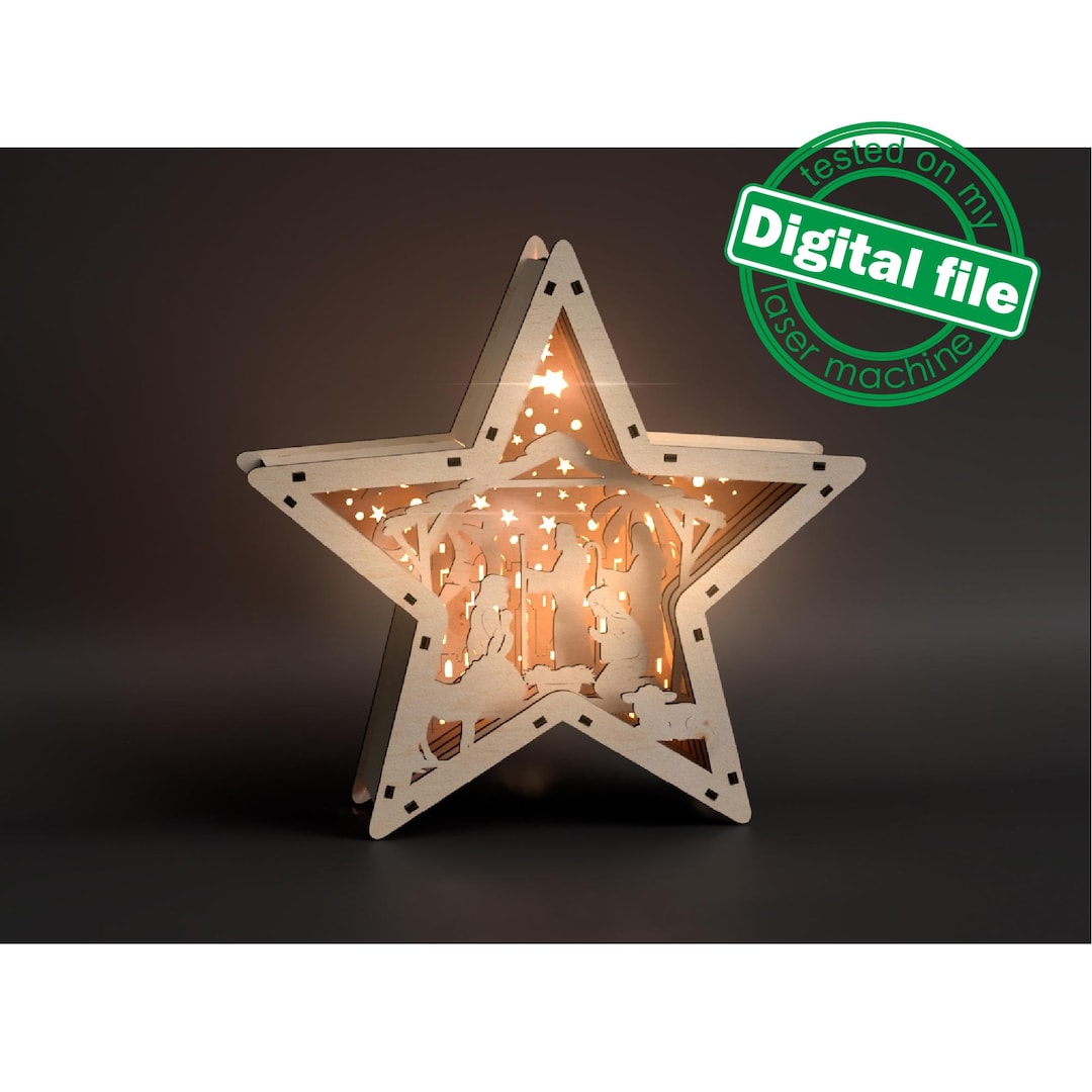 Nativity Star Light Box Laser Cut Files: SVG, DXF, PDF - Etsy
