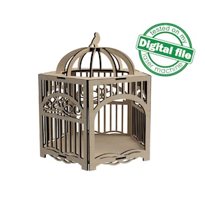 DXF, fichiers SVG pour laser Décoratif français cage à oiseaux en bois, Décor de mariage, Prêt Glowforge, Épaisseur du matériau 3,2 mm (1/8 pouce)