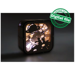 DXF, SVG-bestanden voor laser kleine lichtbak Kleine Prins met decoratieve wijzerplaat in de geschenkdoos, Shadowbox, Materiaal 1/8'' (3,2 mm)