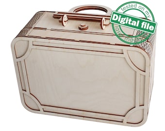 DXF, SVG files for laser Retro Wooden Suitcase, Vintage Handmade clutch, flexible plywood, Living hinge, Glowforge, Material 1/8'' (3.2 mm)