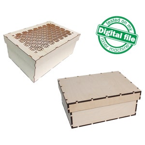 Große Holzkiste, A4 Innengröße, Memory Photo Box, Glowforge, Zwei verschiedene Materialstärken 3,2 / 6,4 mm