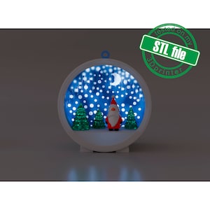 Adorno navideño 3D con luz, árboles, Papá Noel, archivo STL para impresión 3D