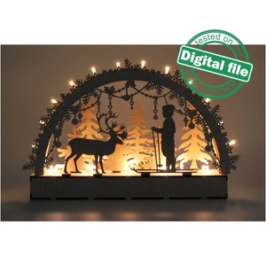DXF-bestand voor laser grote houten decoratie elektrisch verlichte lichtboog, houten schfibbogen, middelpunt, oplichtende kerst, SVG, pdf