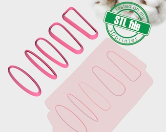 Hair Barrette Cutter set # 3, Digital STL File For 3D Printing, Polymer Clay Shape Cutter, Hair Clips, 5 different designs