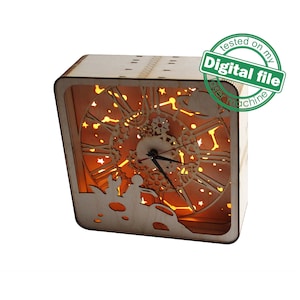DXF, SVG Dateien für Laser Unikat Uhr Little Prince, Glowforge, Materialstärke 1/8 Zoll (3,2 mm), Licht Dekor, Layered Ornament Muster