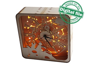 DXF, SVG files for laser Unique clock Little Prince, Glowforge, Material thickness 1/8 inch (3.2 mm), Light decor, Layered Ornament pattern