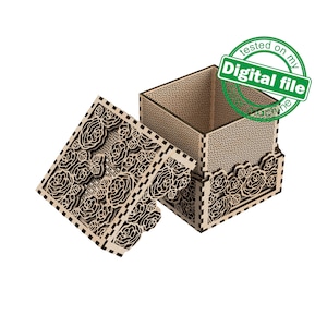 Arquivos DXF, SVG para laser Caixa grande multicamadas Rosas, fada, caixa perfurada, presente de casamento, caixa de armazenamento, Glowforge, material 1/8'' (3,2 mm)