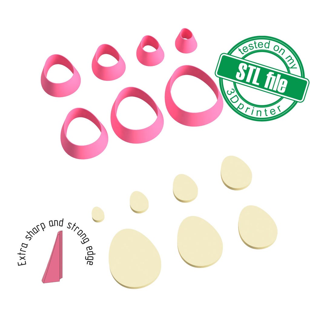 Egg Shape Cookie Cutter STL File: 3D Printing, Polymer Clay (digital ...