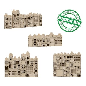 DXF, archivo SVG para láser Calendario de adviento universal para cualquier número de días, estilo de casa escandinava, persianas elegantes, ventanas de 33 diseños, techos