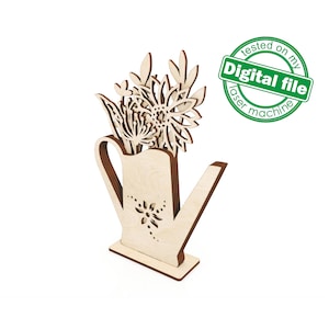 SVG, DXF Laser cut Multilayer Wedding decoration Vase with flowers, Shape,Paint by Line,Glowforge, Mother&#39;s day gift,Material 1/8&#39;&#39; (3.2 mm)