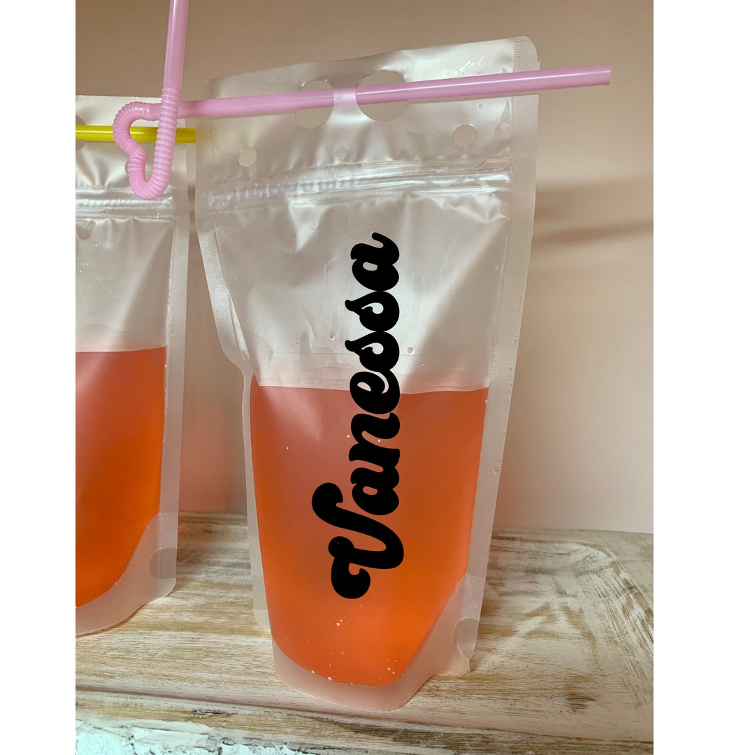 Custom Drink Pouch, Drink Pouch With Straw, Bachelorette Drink Pouch