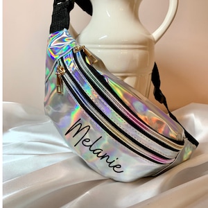 Holographic Fanny Pack, Bachelorette Fanny Pack, Bachelorette Accessories, Metallic Fanny Pack, Rave Fanny Pack, Custom Fanny Pack