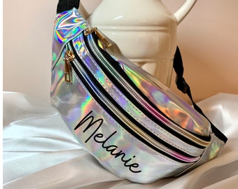 Holographic Fanny Pack, Bachelorette Fanny Pack, Bachelorette Accessories, Metallic Fanny Pack, Rave Fanny Pack, Custom Fanny Pack