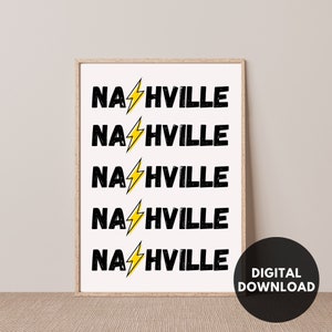 Nashville Print, Nashville Wall Art, Nashville Digital Print, Tennessee Wall Art, Retro Wall Art, Nashville Poster, Tennessee Print, Western