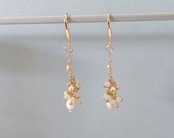 Rose quartz briolet earrings silver