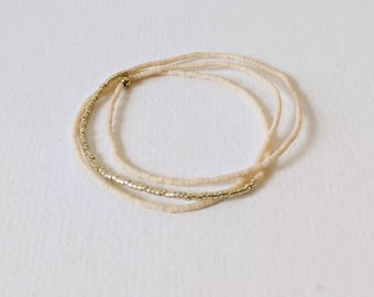 Wrap bracelet seed beads, Miyuki beads, gold