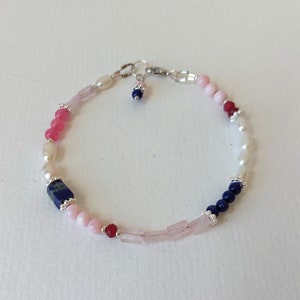 Gemstones freshwater pearl bracelet silver