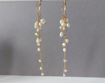 Long earrings bridal jewelry gold