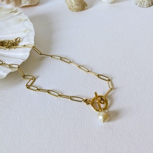 Paperclip chain toggle clasp 18k.gold plated