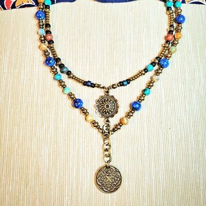 Collana girocollo con perline in legno, stile bohémien, collana