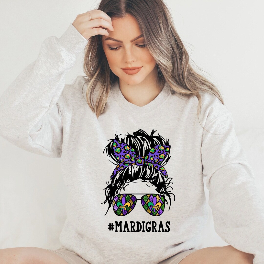 mardi gras sweater with pearls