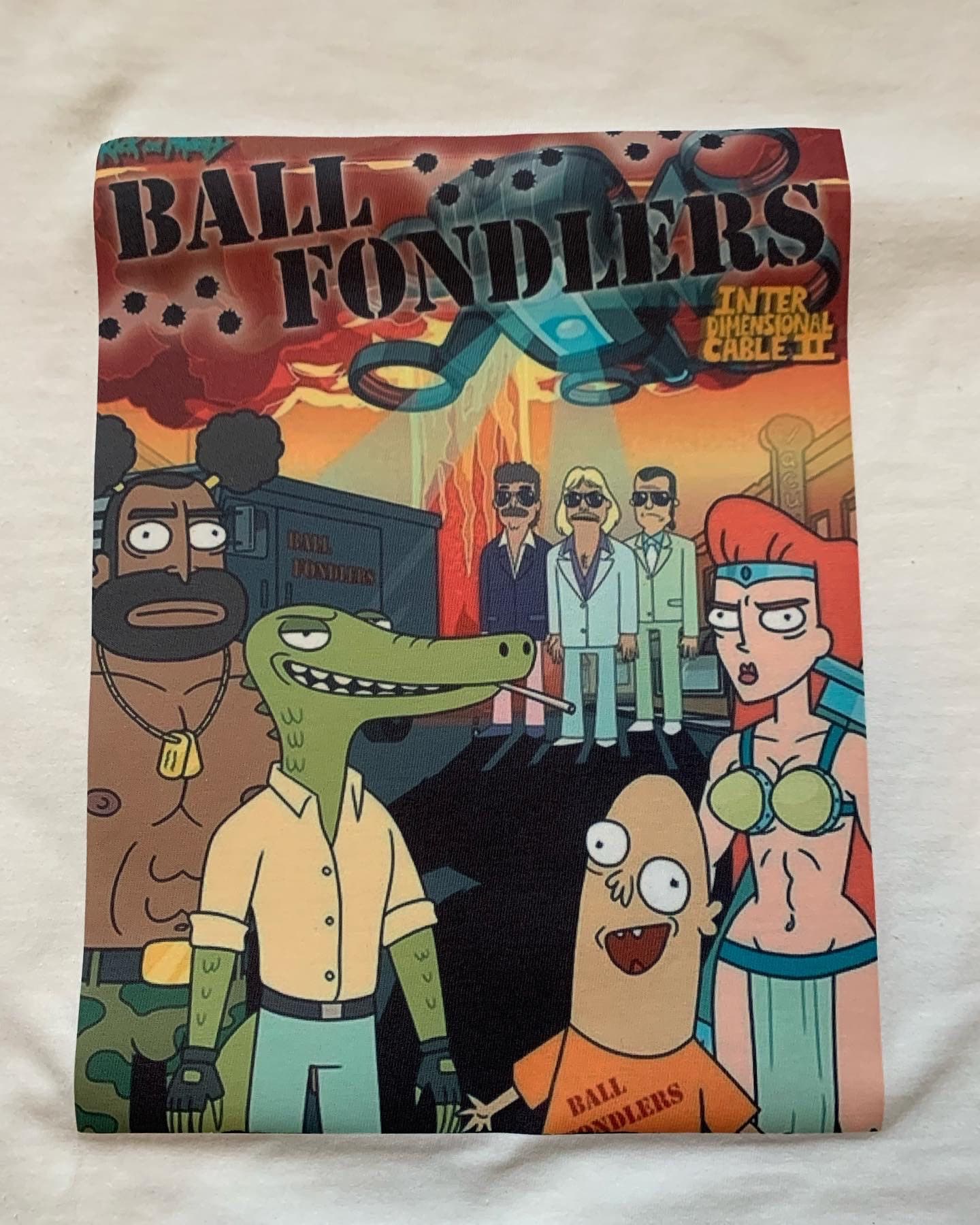 Ball Fondlers from Rick & Morty premium T-Shirt in Mens sizes S-3XL in black or white! Printed on Kirkland Brand T-Shirts!
