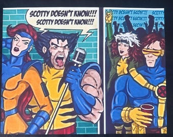 X-Men “Scotty doesn’t know meme” Premium T shirt in Mens sizes S-3XL in White or Black! Heat Pressed on Kirkland brand T-Shirts!